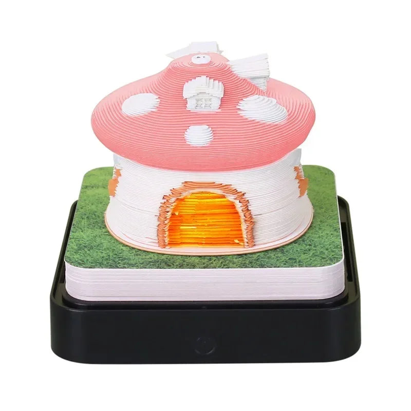 Love Castle 3D Memo Pad Paper Carving Art Calendar Fantasy Castle Notepad 3D Paper Card Decor New Year Valentine's Day Gift Box