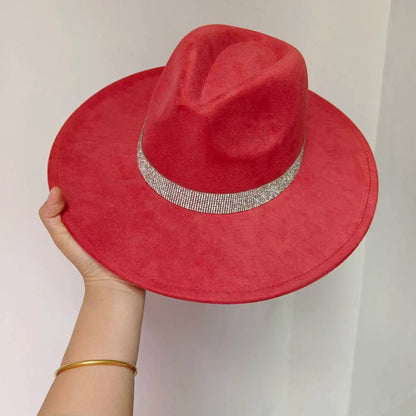 Women's suede 10cm wide Brim Fedora hat Men's autumn and winter felt jazz hat Classic suede Fedora Sombrero