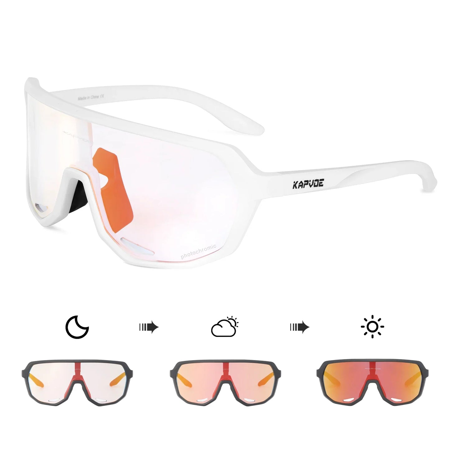 KAPVOE Photochromic Cycling Glasses Sports Sunglasses for Men Women UV400 Protection Bicycle MTB Mountain Bike Sunglasses