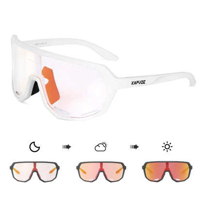 KAPVOE Photochromic Cycling Glasses Sports Sunglasses for Men Women UV400 Protection Bicycle MTB Mountain Bike Sunglasses