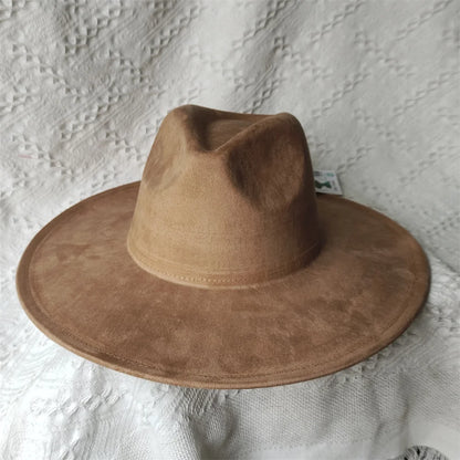 Colorful Suede Wide Brim Felt Fedoras Women's Hat Men's Church Jazz Hat Denim Hat Panama шляпа женская летняя 2024