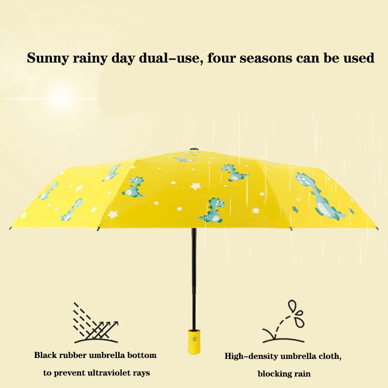 Automatic umbrella Cute dinosaur automatic children umbrella Sunshade Thickening and Durable Travel folding automatic umbrella