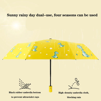 Automatic umbrella Cute dinosaur automatic children umbrella Sunshade Thickening and Durable Travel folding automatic umbrella