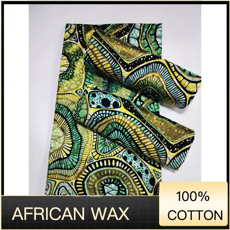 Soft Pagne 100%Cotton Gold Print Fabric African Real Wax Fabric High Quality Nigeria Ankara Grand  Fabric