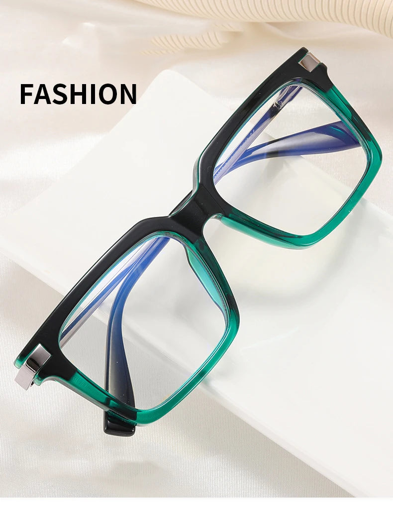 TR90 Men's Square Glasses Metal Frame Anti Blue Light Oversized Reading Glasses New Double Colors Women's Presbyopic Glasses