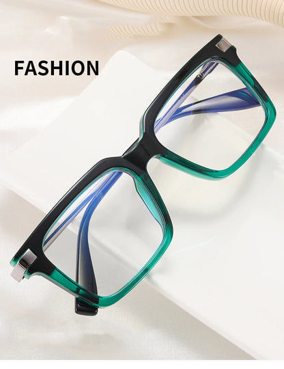 TR90 Men's Square Glasses Metal Frame Anti Blue Light Oversized Reading Glasses New Double Colors Women's Presbyopic Glasses