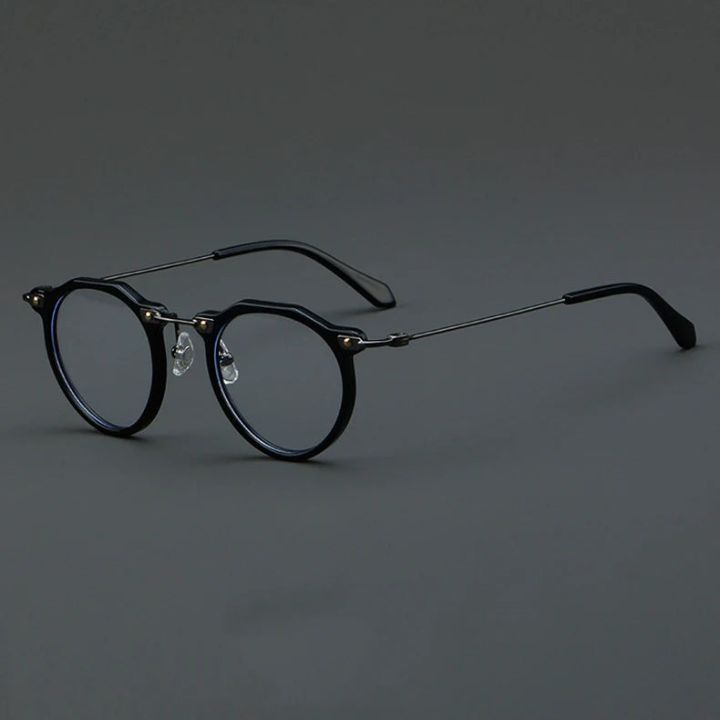 57028 Vintage Acetate Optical Spectacle Frames Women Fashion Round Metal Eyeglass Frame Men Trend Transparent Eyewear