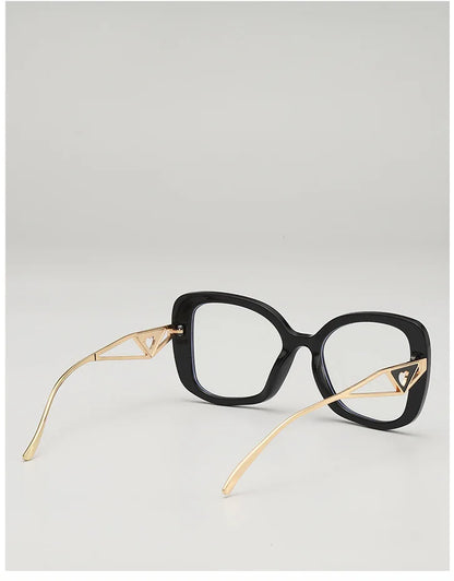 Luxury Brand Oversized Square Reading Glasses Women Triangle heart Temple Eyeglasses Blue Light Blocking Clear Computer Glasses