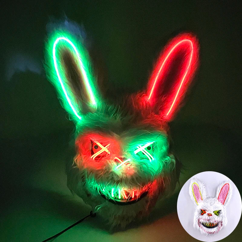 Halloween Light Up Horror Mask Glowing Bloody Bear Killer Mask Flashing Neon Scary Bear Mask for cosplay mask purim props