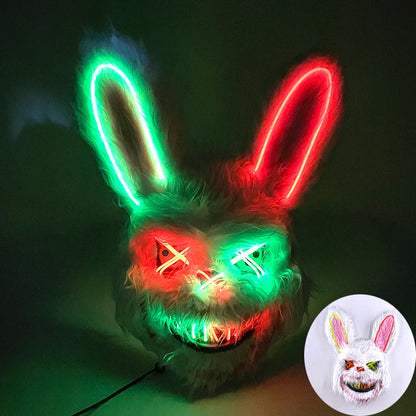 Halloween Light Up Horror Mask Glowing Bloody Bear Killer Mask Flashing Neon Scary Bear Mask for cosplay mask purim props