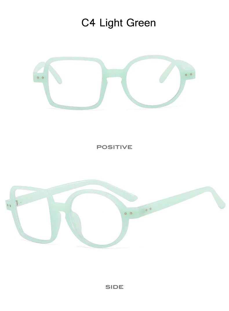 OEC CPO Square Glasses Women Men Fashion Clear Glasses Optical Eyeglasses Frame Personality Round Transparent Lens Spectacle