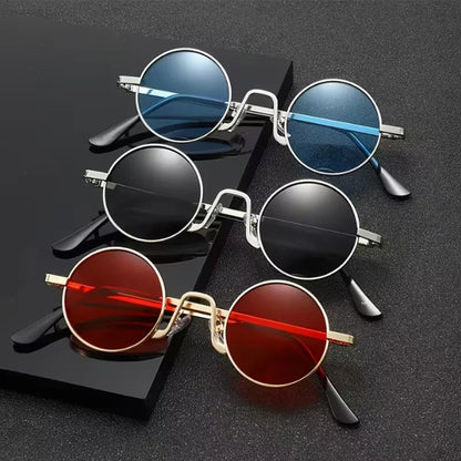 3-piece Fashion Retro Round Frame Trendy Sunglasses Unisex Suitable for Beach, Outdoor Street, Photography