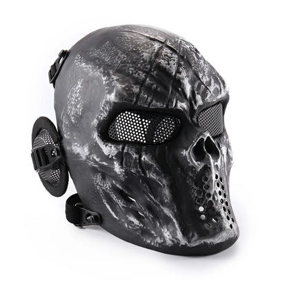 REikirc Full Face Airsoft Tactical Skull Mask with Ear Protection CS Halloween Cosplay Masks