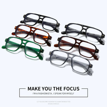 SHAUNA Double Bridges Anti Blue Light Retro Women Square Glasses Frame Fashion Men Optical Eyewear