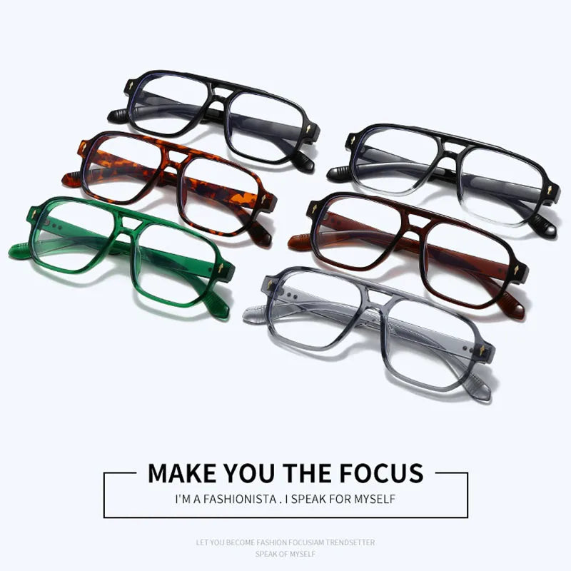 SHAUNA Double Bridges Anti Blue Light Retro Women Square Glasses Frame Fashion Men Optical Eyewear