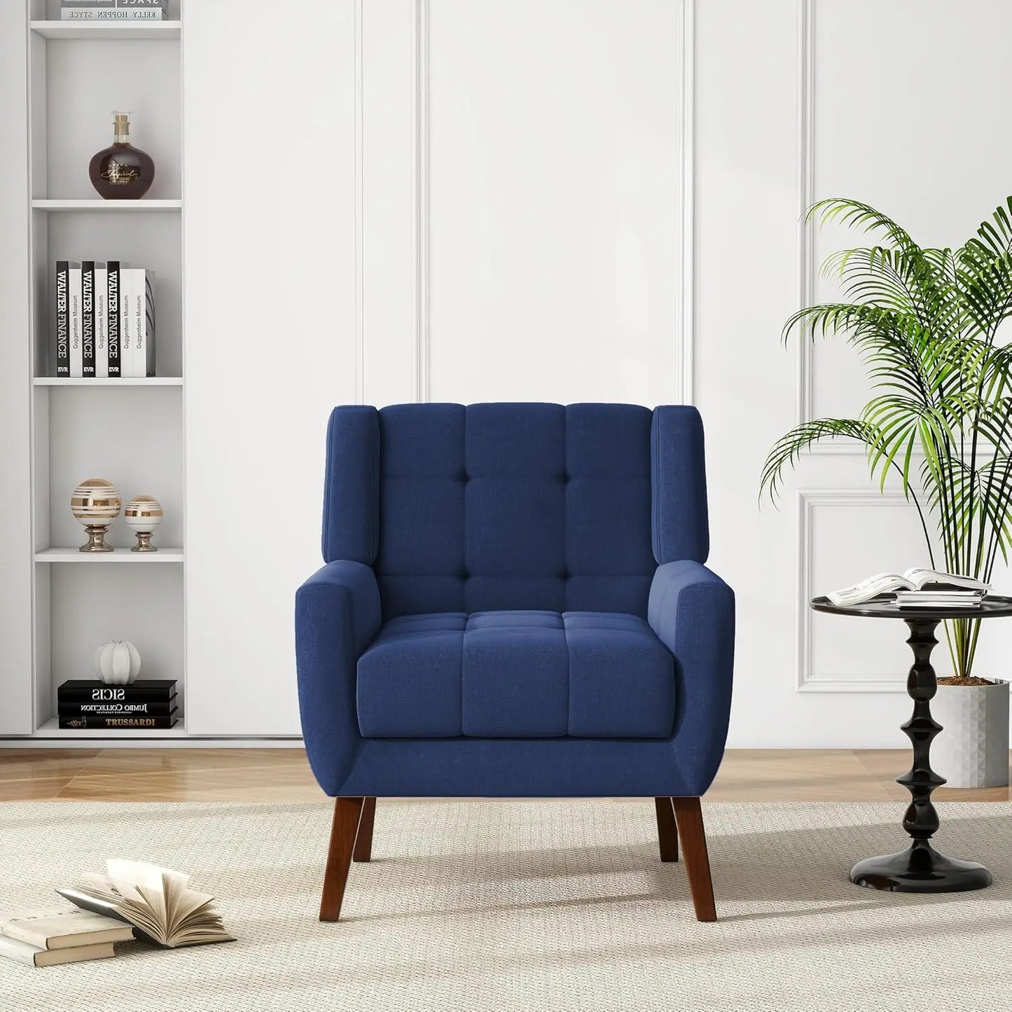Faux Leather Accent Chair, Modern Upholstered Club Arm Chair for Living Room, Comfy Armchair Single Sofa Seat with, Customized