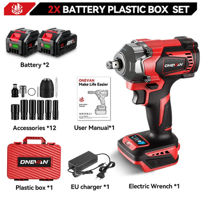 ONEVAN 1200N.M Brushless Cordless Electric Impact Wrench Portable Screwdriver Drill Repair Power Tool For Makita 18V Battery Pin