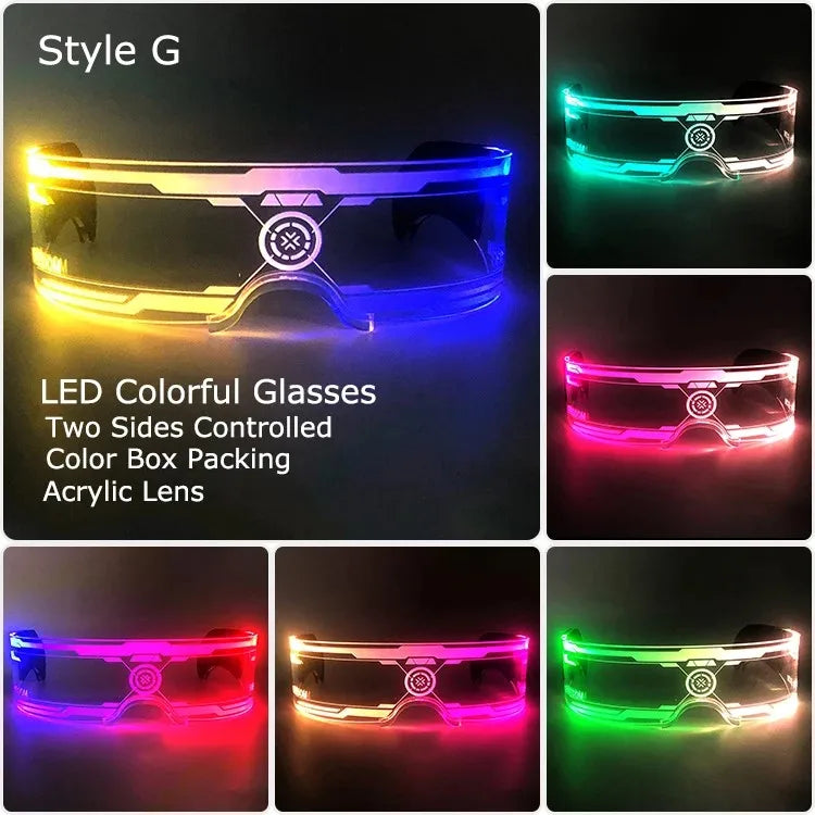 Christmas party glasses LED Light up cyberpunk Glasses glowing cool Goggles for man women Futuristic cosplay bar party props