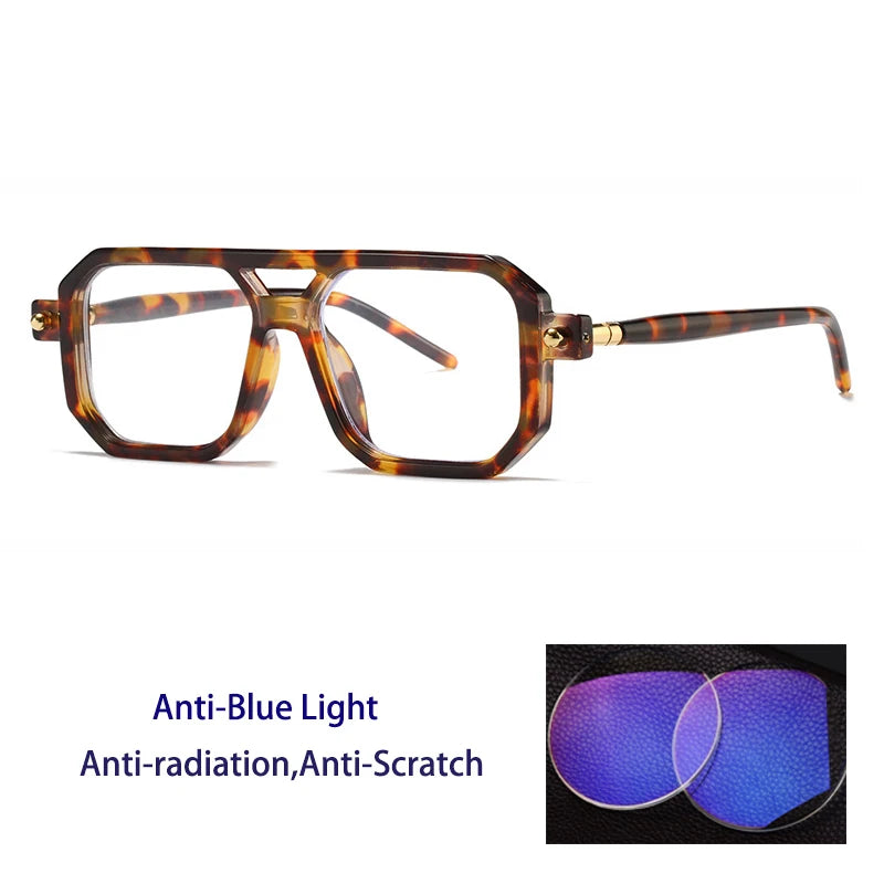 KOCOLIOR Men's Retro Fashion Double Beam Reading Glasses Brand Design Anti Blue Light Photochromic Presbyopia Glasses +0 to +6.0