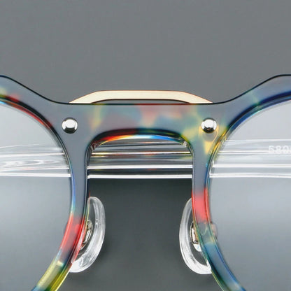 KSVEREN Vintage Acetate Frame Reading Glasses Men Women Fashion Round Rivet Optical Glasses Transparent Prescription Spectacles