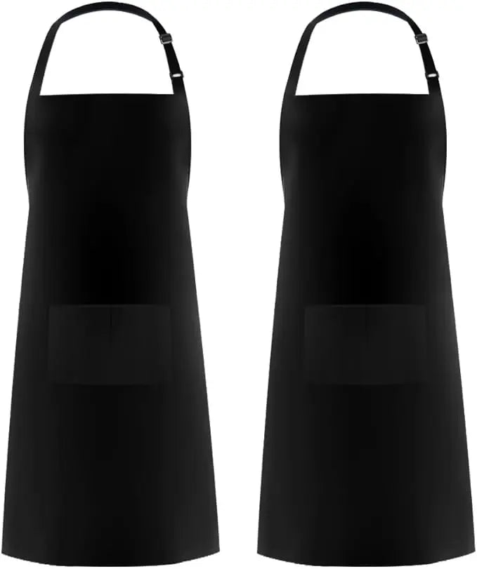 2-piece set; Simple solid color apron with 2 pockets; Adjustable chef's apron for the kitchen suitable for men and women