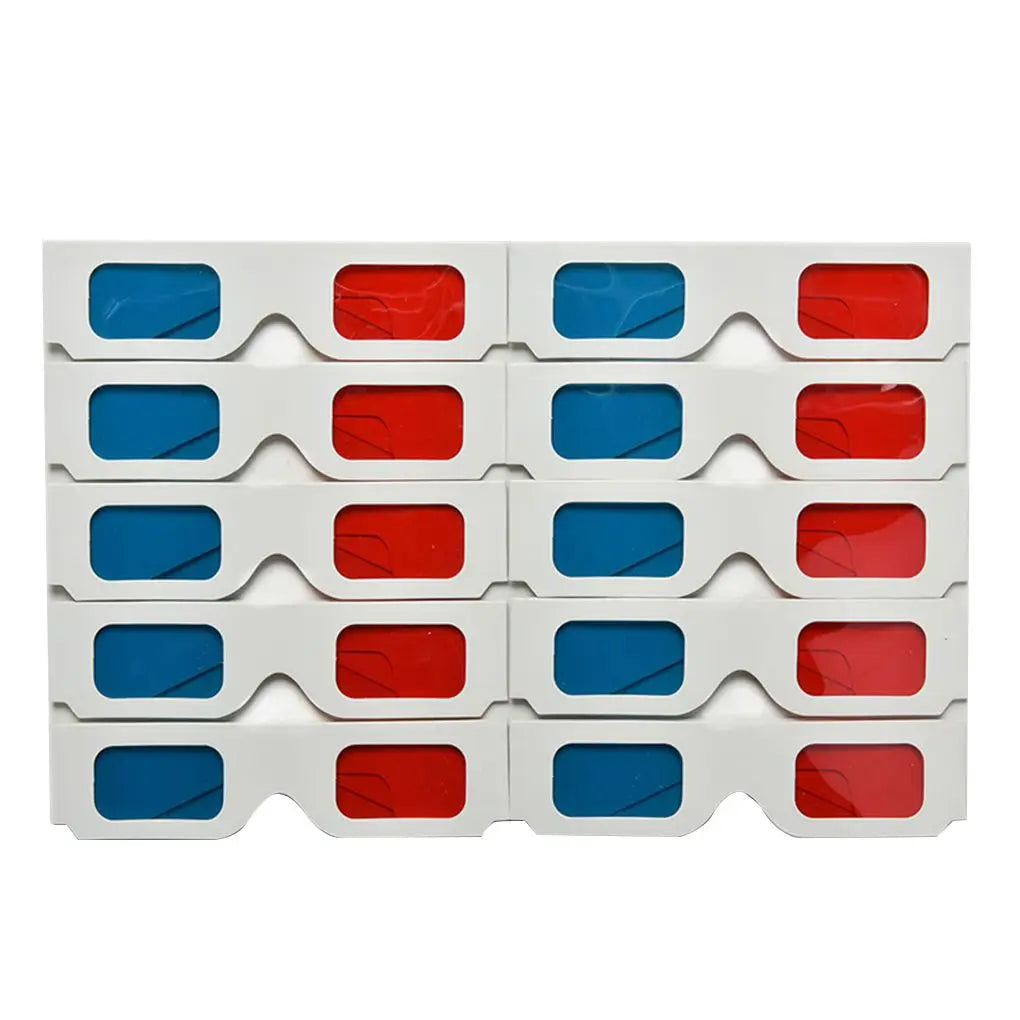10pcs/set Universal Paper Anaglyph 3D Glasses Red Blue Cardboard Movie Game DVD Video TV 3D Glasses