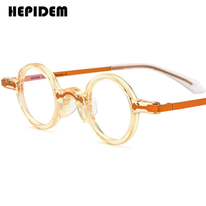 FONEX HEPIDEM Acetate Eyeglasses Frame Men 2025 New Small Round Brand Design Glasses Women Retro Vintage Eyewear Spectacles 9341
