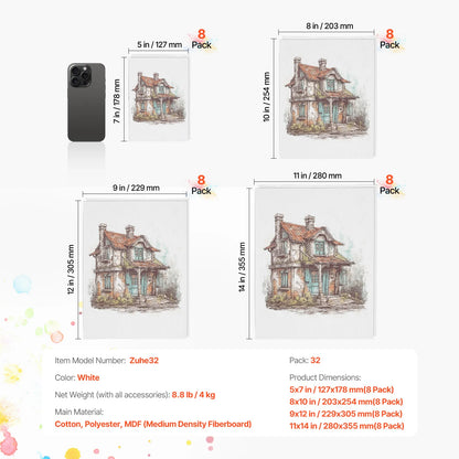 SucceBuy Canvas Boards Painting White Canvases Painting Canvas Panels Sketching Acrylic Oil Painting Watercolor Paint Canvas