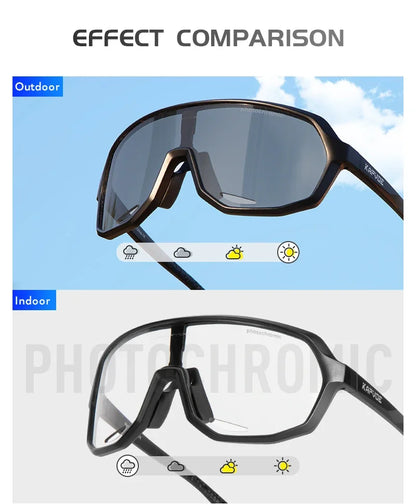 KAPVOE Photochromic Cycling Glasses Sports Sunglasses for Men Women UV400 Protection Bicycle MTB Mountain Bike Sunglasses