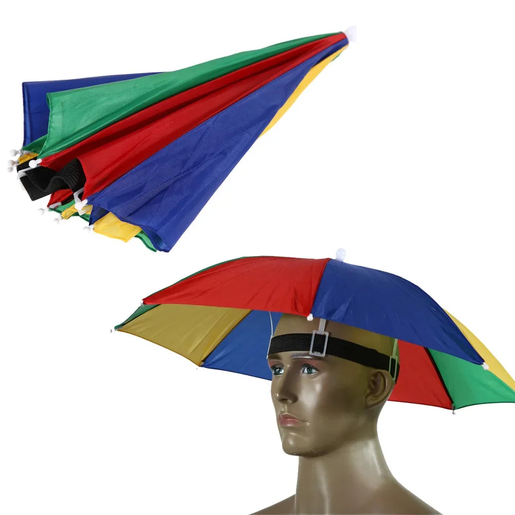 55cm Foldable Rain Umbrella Hat Army Green Outdoor Pesca Sun Shade Waterproof Camping Fishing Headwear Cap Beach Head Hats