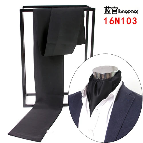 Business Scarf Hangzhou Silk Men's Scarf Long Scarf Double-Sided Trendy British European American Style Autumn Winter