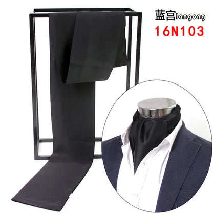 Business Scarf Hangzhou Silk Men's Scarf Long Scarf Double-Sided Trendy British European American Style Autumn Winter