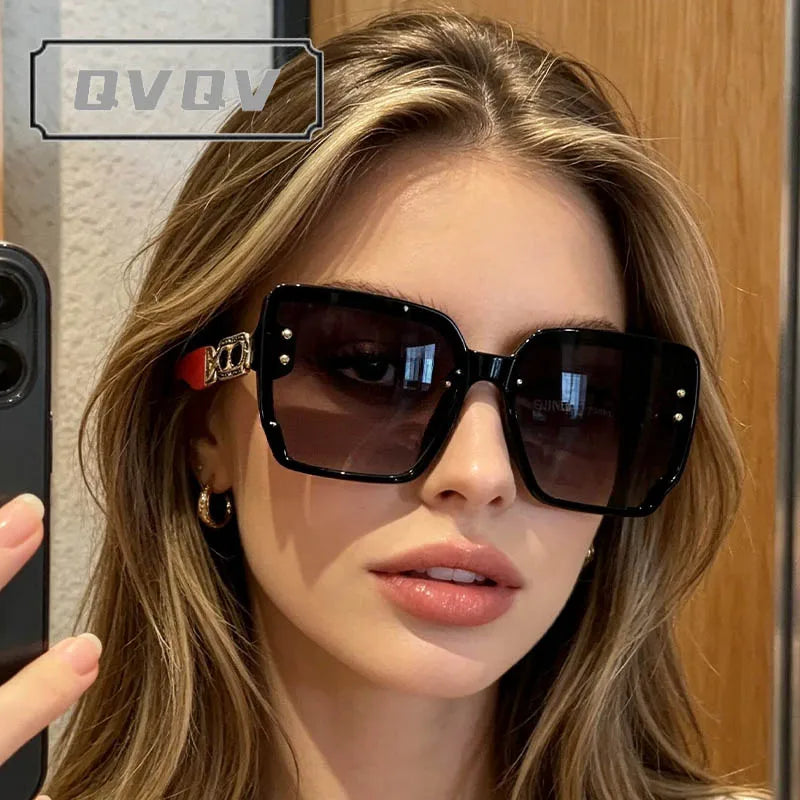 QVQV Luxury Elegant Women's Sungalsses Fashion New Oversized Square Sun Glasses Ladies Outdoor Drivin Shades Gafas De Sol UV400