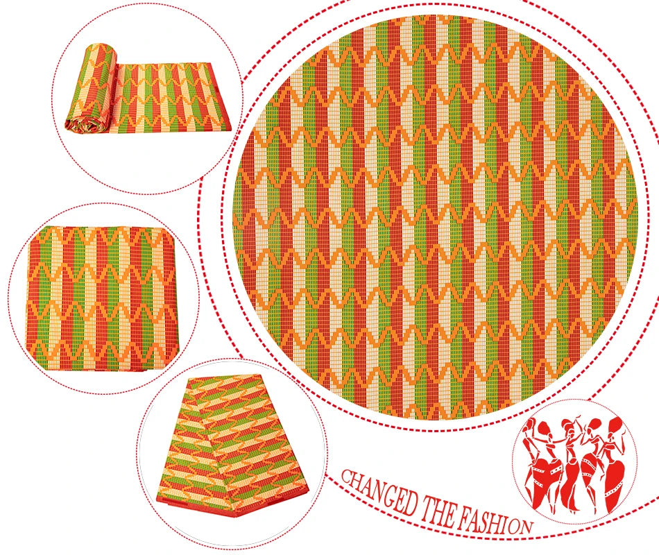 Veritablewax Fan Pattern African Fabric By the Yard Polyester Material For Handsewing High Quality Cloth for Party Dress A-27