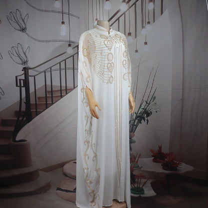 Elegant and beautiful BUBU two-piece dress african women dresses chiffon african dress rhinestone robe soirée femme luxe