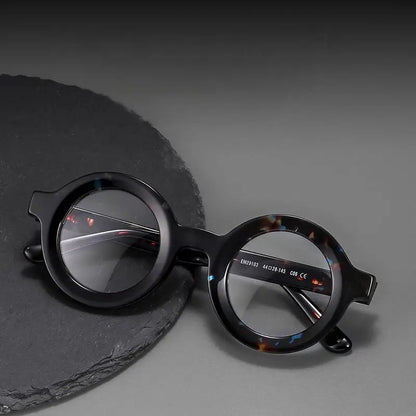 Vintage Round Glasses Frame Luxury New Fashion Trend Solid Thick Acetate Frame High-end Fake Glasses Women Men Original Quality