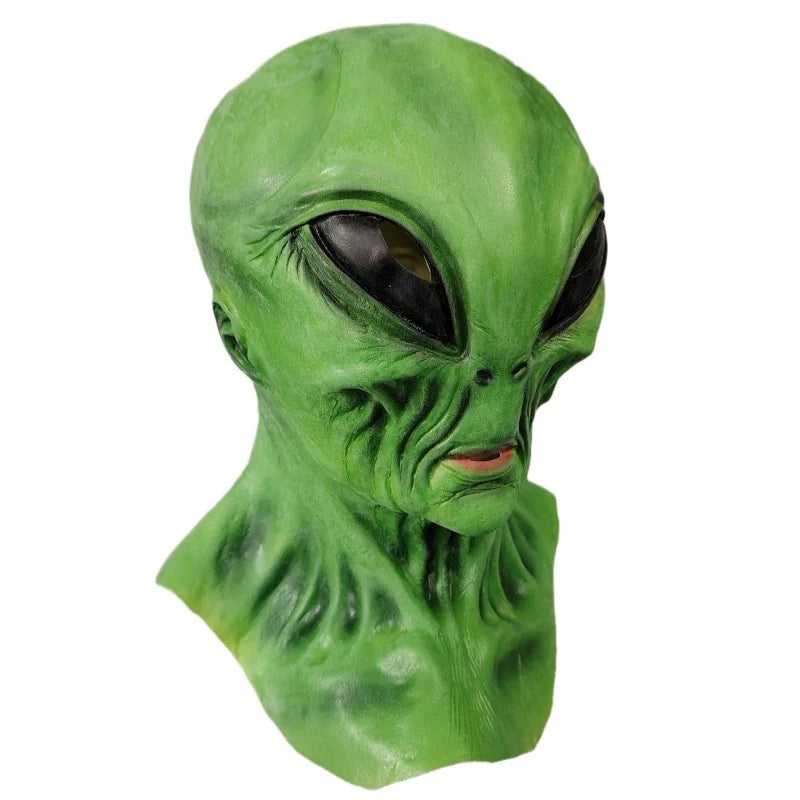 Alien latex mask headgear, Halloween horror and funny holiday costume, cosplay, escape room, haunted house