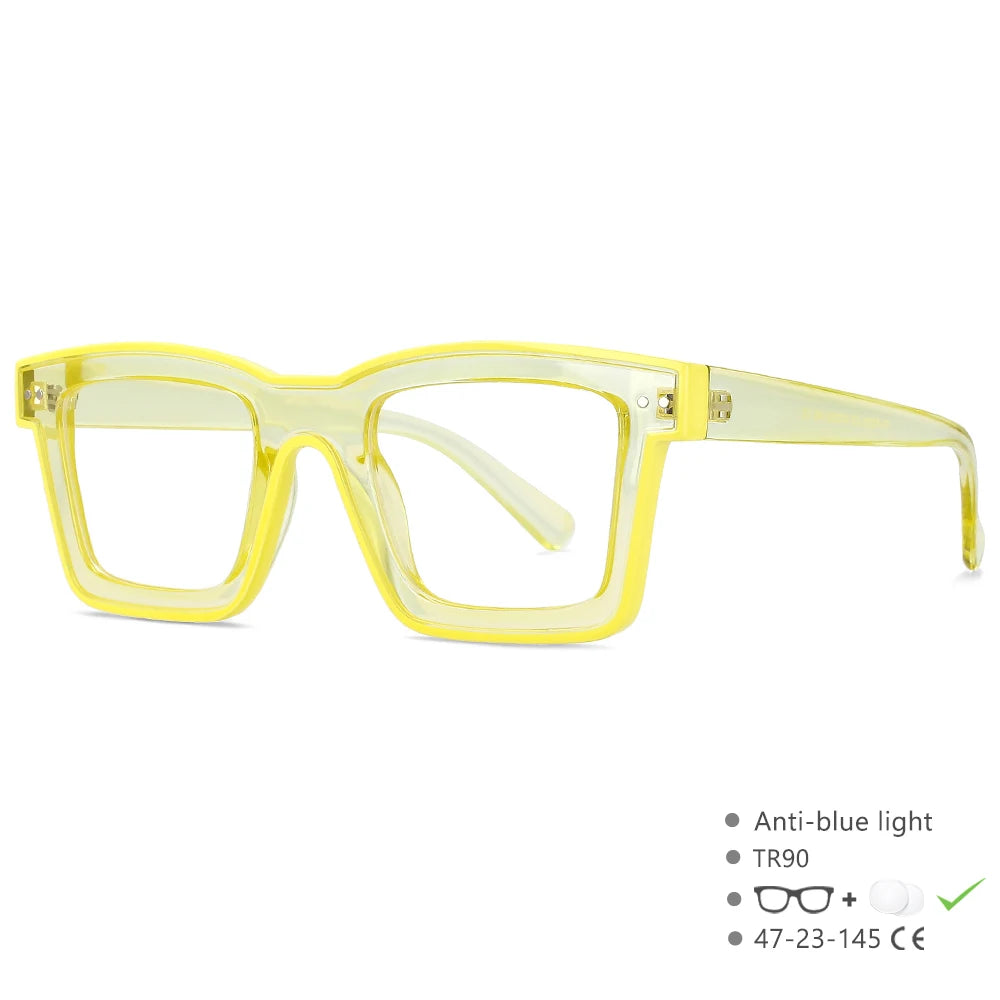 55599 New Fashion Men Brand Designer Glasses for Ladies Anti Blue Retro Square Punk Frame Clear Computer Purple Eyeglasses