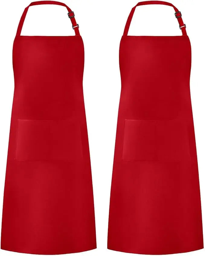 2-piece set; Simple solid color apron with 2 pockets; Adjustable chef's apron for the kitchen suitable for men and women