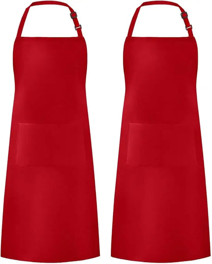 2-piece set; Simple solid color apron with 2 pockets; Adjustable chef's apron for the kitchen suitable for men and women