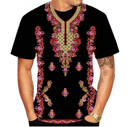 Africa Dashiki Pattern T Shirt For Men African Ethnic 3D Printed Tees Summer Casual O-Neck Tops Unisex T-Shirts Short Sleeves