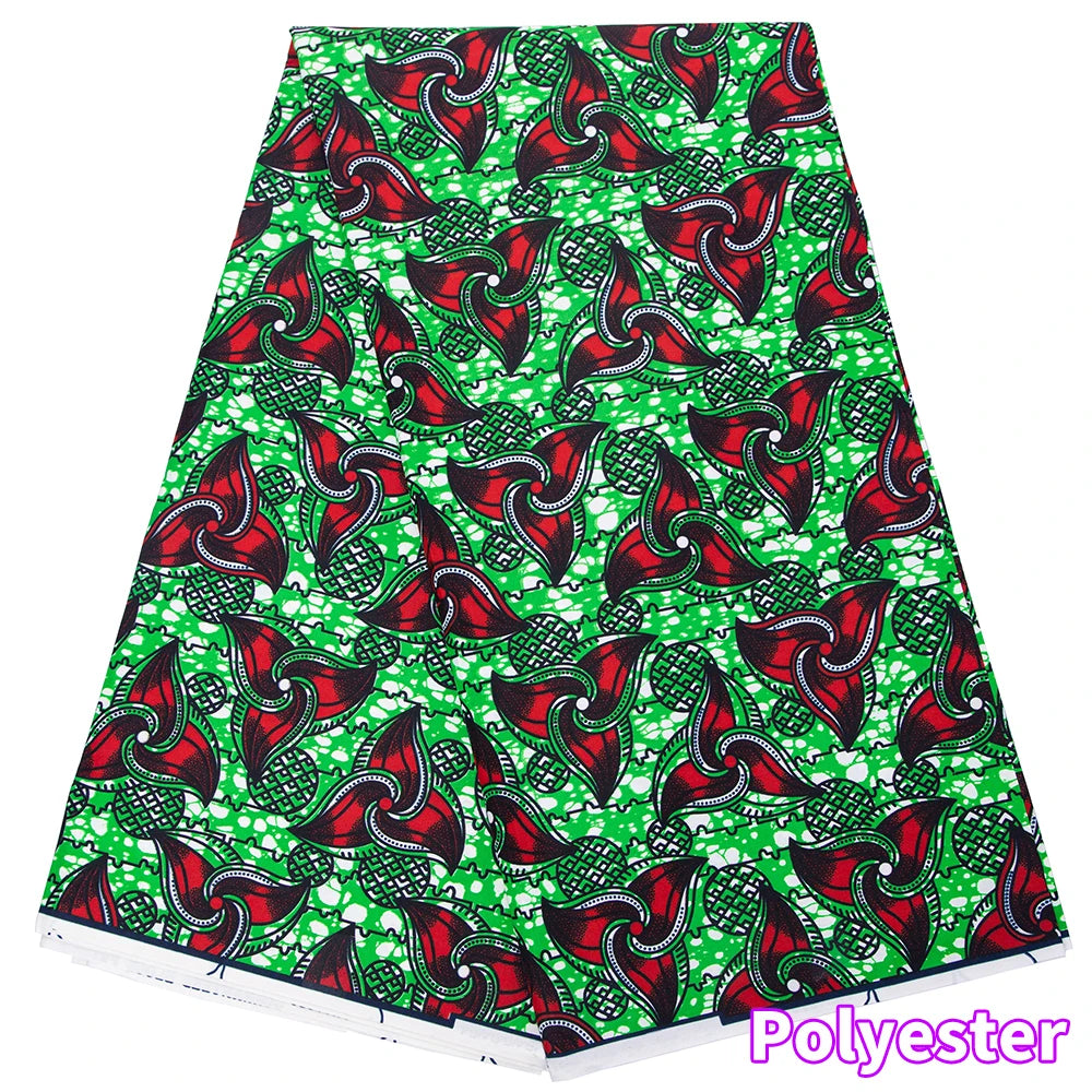 Veritablewax Fan Pattern African Fabric By the Yard Polyester Material For Handsewing High Quality Cloth for Party Dress A-27