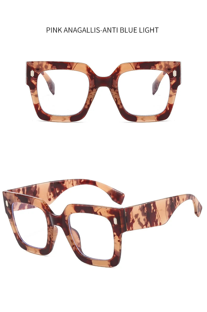 Vintage Big Frame Square Reading Glasses Women Men Fashion Brand Prescription Eyeglasses Transparent Computer Blue Light Glasses