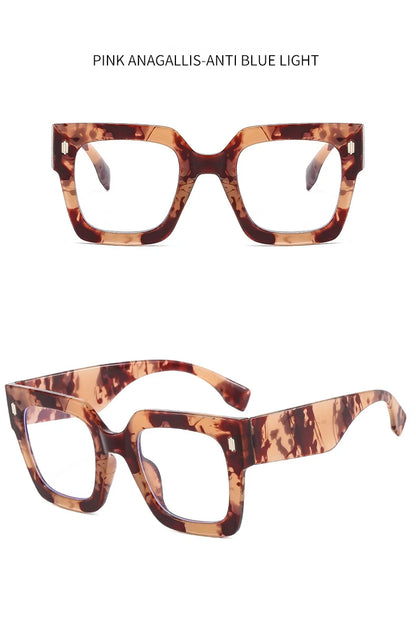 Vintage Big Frame Square Reading Glasses Women Men Fashion Brand Prescription Eyeglasses Transparent Computer Blue Light Glasses