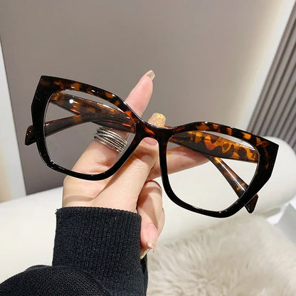 Luxury Brand Designer Women Fashion Cat Eye Anti Blue Light Glasses Double Color Large Frame Lady's Prescription Eyewear Frames