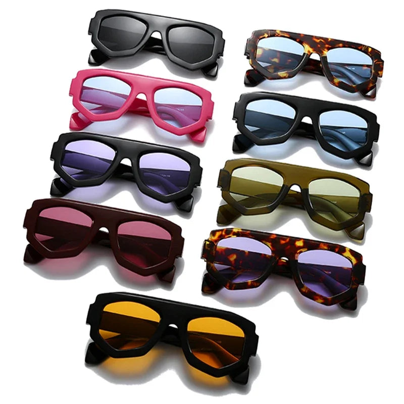 JNPCXI New Fashion Irregular Square Women Sunglasses Shades UV400 Retro Green Men Sun Glasses
