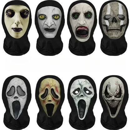 Halloween Mask Cosplay Props Full Face Elastic Mesh Breathable Skull Headcovers Horror Party Halloween Ghost Face