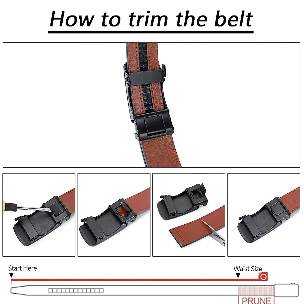 Men Belts Leather Waist Strap Male Automatic Buckle Waistband Mens High Quality Girdle Belts for Women Men Gifts 105 115  125cm