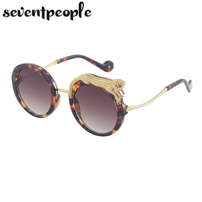 Oversized Round Sunglasses Women Big 2026 Luxury Brand Crystal Leopard-Shaped Sun Glasses for Ladies Anti Blue Light Eyeglasses