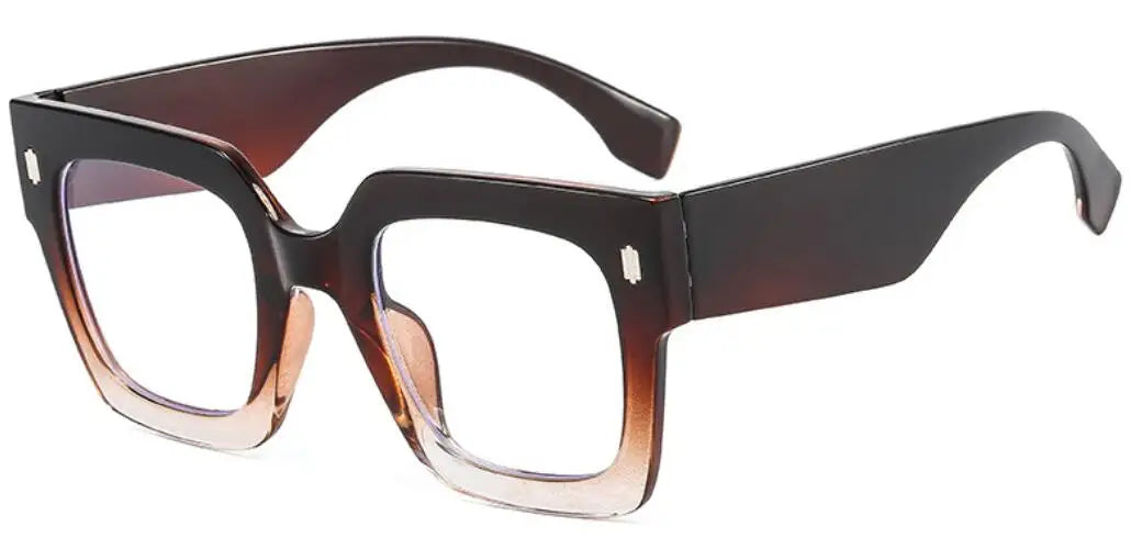 Vintage Big Frame Square Reading Glasses Women Men Fashion Brand Prescription Eyeglasses Transparent Computer Blue Light Glasses